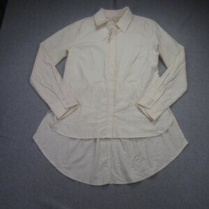 Mystree Shirt Womens Small Butter Hi Low Button Up Pleated Blouse